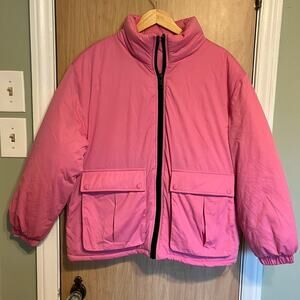 Avec Les Filles Pink Puffer Jacket Medium Winter